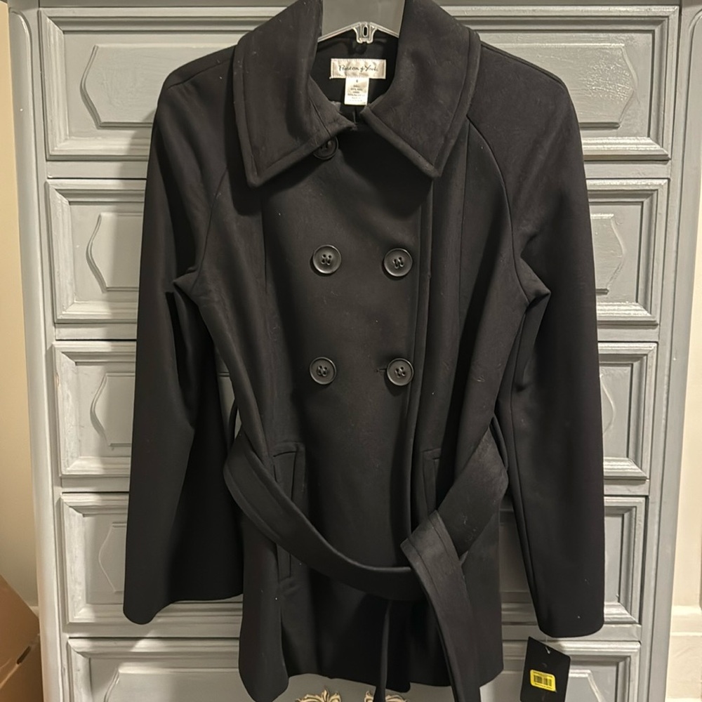 Women’s NWT black, 100% wool pea coat.  Preston & York, size 6